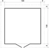 A technical drawing or blueprint of a wooden garden shed with dimensions indicated. Náhľad obrázku produktu