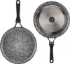 A frying pan and its underside are shown against a white background. Voir les images du produit