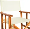 A close-up view of a director's chair made of wood and cream fabric. Produktbild-Vorschau