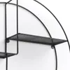 A close-up view of a black metal round wall shelf against a white background. Náhled obrázku produktu