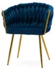 Geflochtener Stuhl ROSA GOLD in Marineblau mit goldenen Produktbild-Vorschau 4