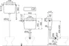 Technical drawing of a toilet cistern with dimensions. Anteprima dell’immagine prodotto