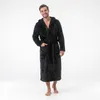 GAUBERT Uni fleece badjas met capuchon, extra lang, zwart, Productafbeelding-voorbeeld 5