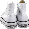 A pair of white Converse Chuck Taylor All Star platform high-top sneakers shown from the back. Voir les images du produit