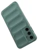 A green phone case with a ribbed texture is shown against a white background. Produktbild-Vorschau