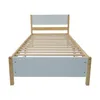 A product shot of a single bed frame with a slatted base, against a white background. Produktbild-Vorschau