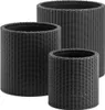 Three black cylindrical planters of varying sizes are arranged in a group on a white background. Produktbild-Vorschau