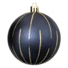 A single dark blue Christmas ornament with gold stripes against a white background. Náhled obrázku produktu