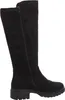 A black suede boot shown from the side against a white background. Voir les images du produit
