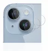 Close-up of the rear camera lenses of a light blue smartphone, with several transparent circular lens protectors overlaid on top. Produktbild-Vorschau