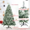 A collage of images showcasing a frosted artificial Christmas tree and its features. Produktbild-Vorschau