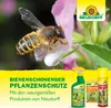 A bee pollinating a flower with product packaging in the background. Produktbild-Vorschau
