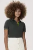 HAKRO Polo Stripe damesmodel 203, antraciet/kiwi, maat M Productafbeelding-voorbeeld 3