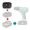Diagram showing how to connect a battery adapter to a power tool. Náhled obrázku produktu