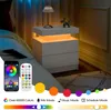 Ropilly Nachttische im 2er-Set mit LED-Beleuchtung, weiße Produktbild-Vorschau 3