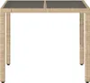vidaXL Gartentisch mit Glasplatte Beige 90x90x75 cm Poly Produktbild-Vorschau 4