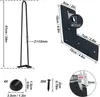 A collage of images showing the dimensions and components of furniture legs. Produktbild-Vorschau