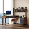 okwish L-vormig bureau met lades en metalen achterwand, Productafbeelding-voorbeeld 2