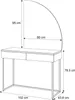 A line drawing of a vanity table with dimensions indicated. Produktbild-Vorschau