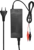 A black battery charger with a European plug and alligator clips. Podgląd zdjęcia produktu