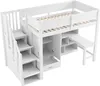 Hochbett 90x200 cm mit Schreibtisch, Kleiderschrank, Regal, Produktbild-Vorschau 10