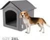 A dog standing next to a dog house. Produktbild-Vorschau