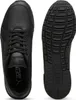 A top-down view of a pair of black Puma sneakers, with one shoe shown from the top and the other from the sole. Voir les images du produit