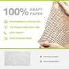 Marketing image showing honeycomb paper packaging material with text highlighting its features and benefits, and a separate image of bubble wrap with negative attributes. Produktbild-Vorschau