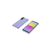 A lavender phone case and a smartphone with a colorful screen are shown on a white background. Produktbild-Vorschau