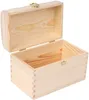 An open wooden chest with a brass latch, shown against a white background. Produktbild-Vorschau