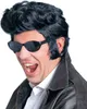 A man wearing a black wig and sunglasses, with his mouth open. Produktbild-Vorschau