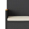 vidaXL Záhradná lavica 3-sed s vankúšom Black Poly Rattan Náhľad obrázku produktu 7