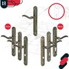 A collage of door handles displayed over architectural blueprints. Podgląd zdjęcia produktu