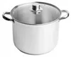 A stainless steel pot with a glass lid and handles, isolated on a white background. Náhľad obrázku produktu