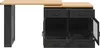 A kitchen island or bar table with drawers and a cabinet with a glass door. Produktbild-Vorschau