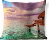 MuchoWow® Outdoor Kissen - Bungalow mit Sonnenuntergang auf Produktbild-Vorschau 1