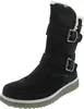 A black boot with buckles and fur trim is shown against a white background. Produktbild-Vorschau
