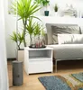A bright living room scene with a nightstand, plants, and a sofa. Produktbild-Vorschau