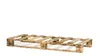 A wooden pallet bed frame is shown against a white background. Produktbild-Vorschau