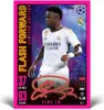 A trading card featuring a soccer player, Vini Jr., in his Real Madrid uniform, with stats and branding. Náhľad obrázku produktu