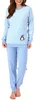 Damen Frottee Pyjama langarm Schlafanzug mit Bündchen und Produktbild-Vorschau 1