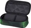 An open pencil case with a geometric pattern on the inside lid and a striped pattern on the outside. Anteprima dell’immagine prodotto