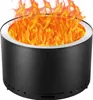 A black fire pit with bright orange flames burning inside, set against a white background. Produktbild-Vorschau