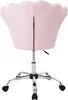 A pink velvet office chair with a shell-shaped backrest is shown from the back. Náhled obrázku produktu