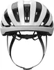 A white bicycle helmet shown from the front. Produktbild-Vorschau