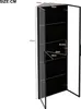 A diagram showing the dimensions of a corner display cabinet. Anteprima dell’immagine prodotto