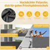 Marketing image showing a balcony screen with various features highlighted. Produktbild-Vorschau