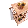 A top-down view of a wooden kitchen cart with various items on it. Podgląd zdjęcia produktu