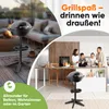 A collage showing a family in a kitchen and a grill on a patio, with text overlays. Produktbild-Vorschau