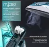 A collage of images showing a travel iron, steam coming from it, water being poured into a glass, and details of the iron's handle and water tank. Produktbild-Vorschau